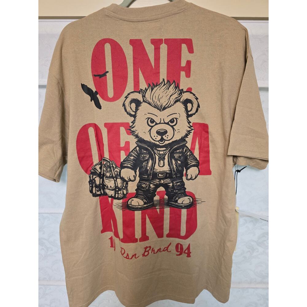 Reason One of a Kind Built Different Bear Men’s XL Khaki T-Shirt NWT NEW